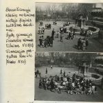 Žydų mokyklos mokiniai Ch. Frenkelio vilos kieme prie fontano